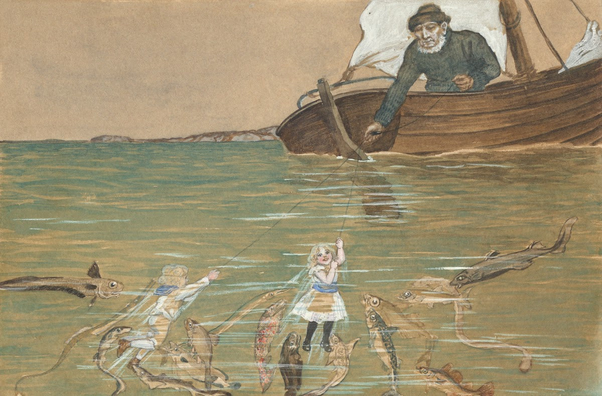 Per och Lisa hos fiskarne Pl4 ca 1912