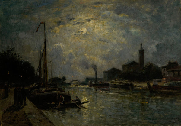 Bateaux sur le fleuve clair de lune
