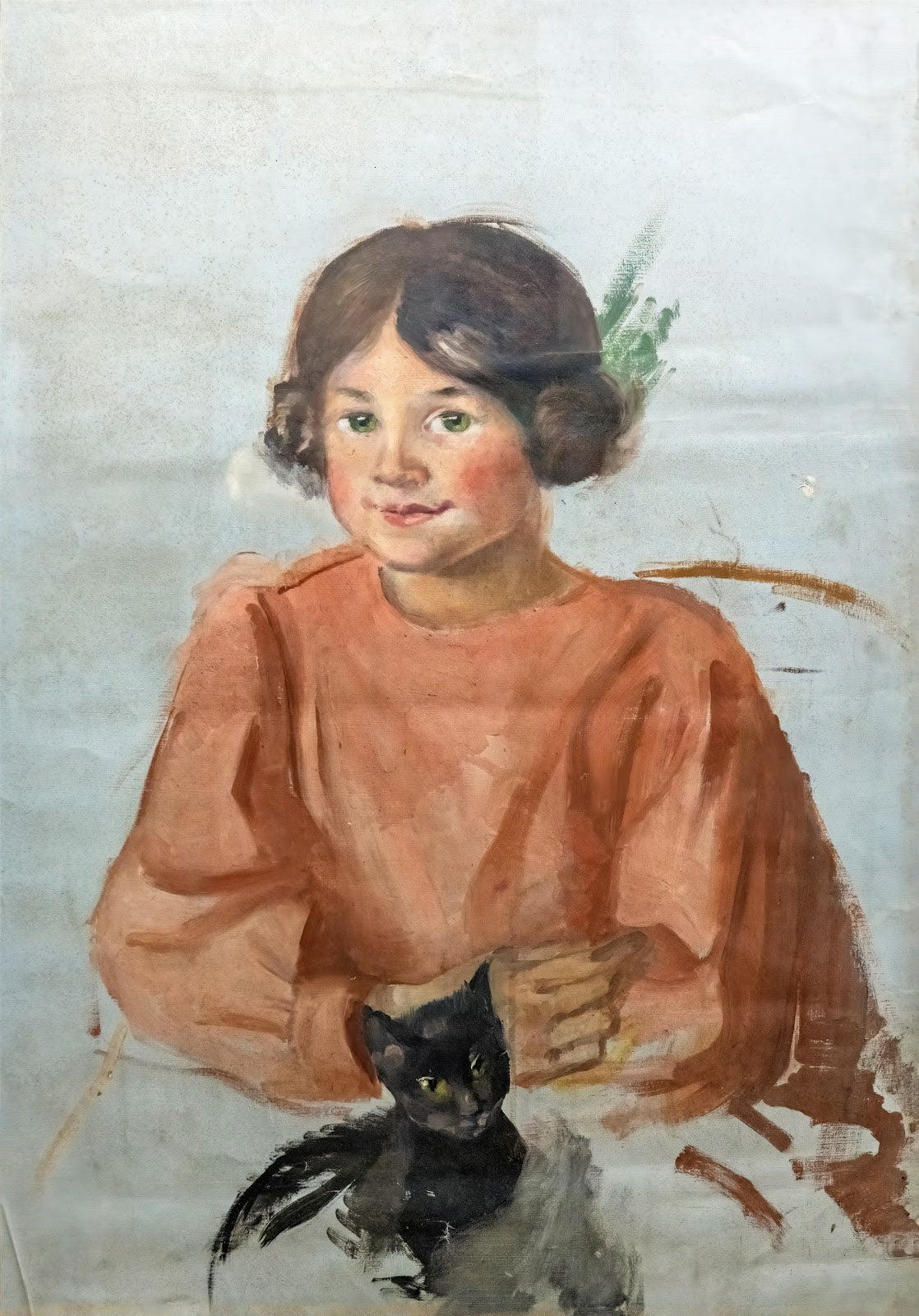 Little girl with cat