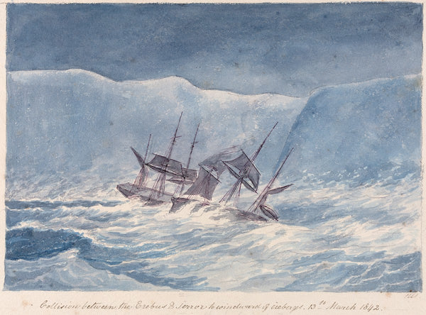 Collision Between the Erebus  Terrror to Windward of Icebergs 13th March 1842