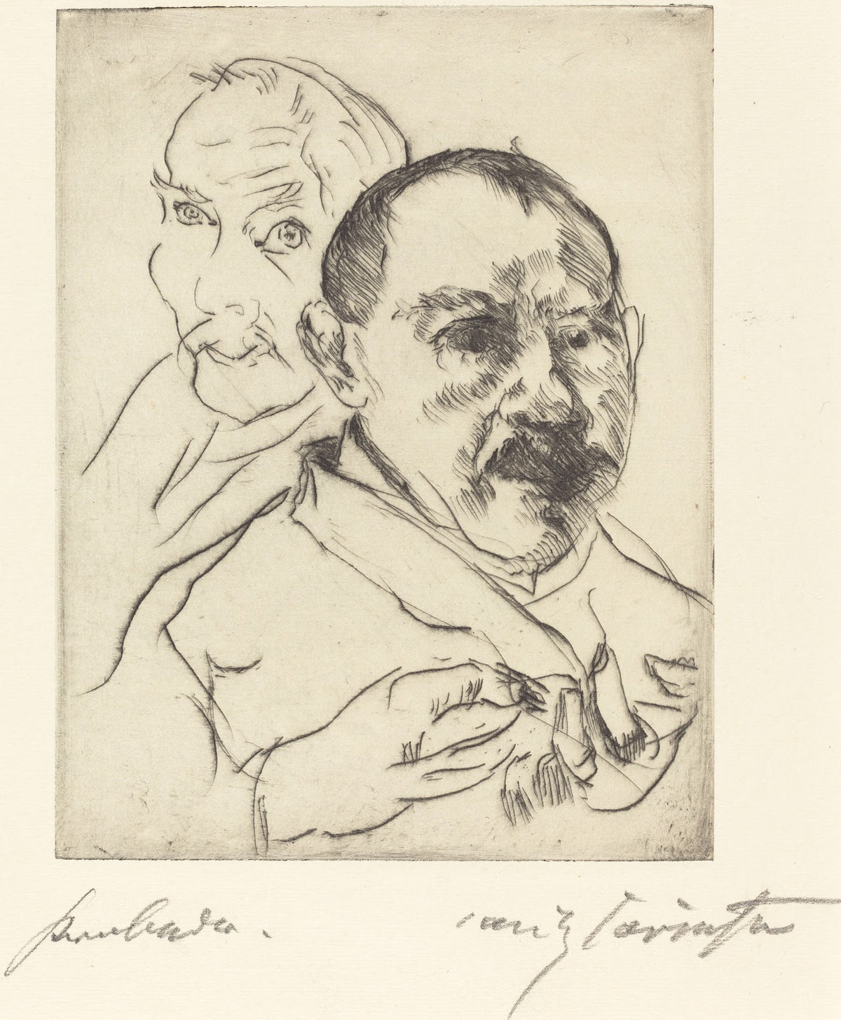Sketch of Two Male Heads Self Portraits 1915