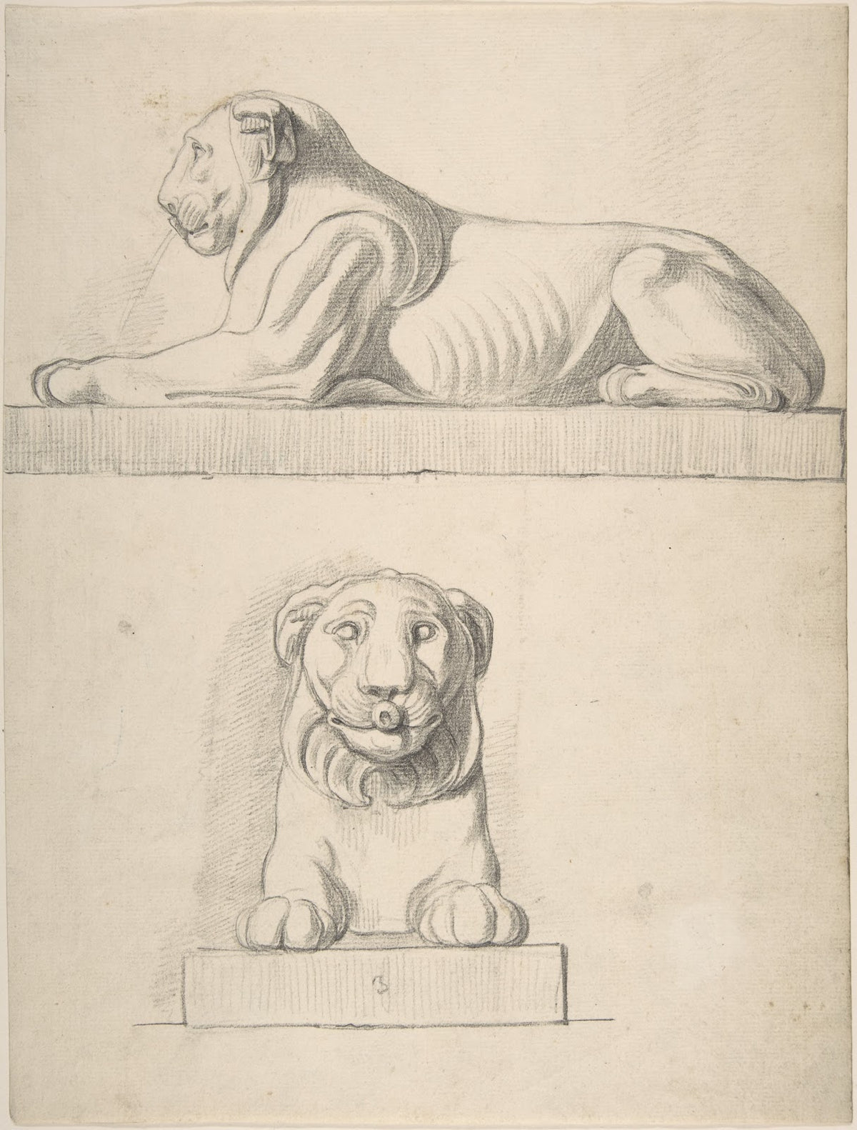Classical Sculpture of a Lion Front and Side Views 177679