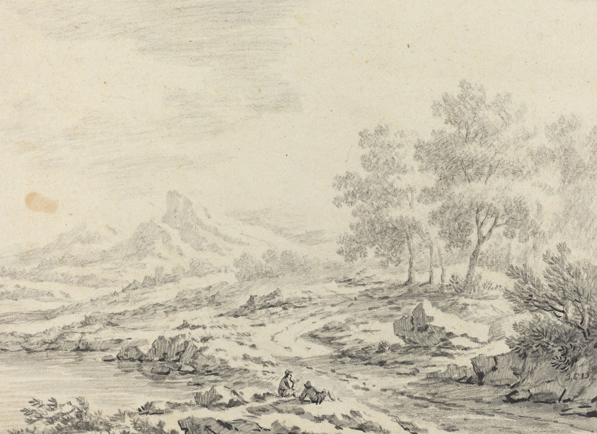 Two Men Resting near a Lake