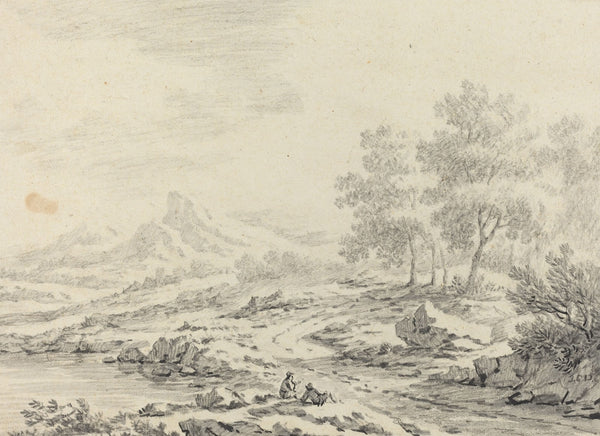 Two Men Resting near a Lake