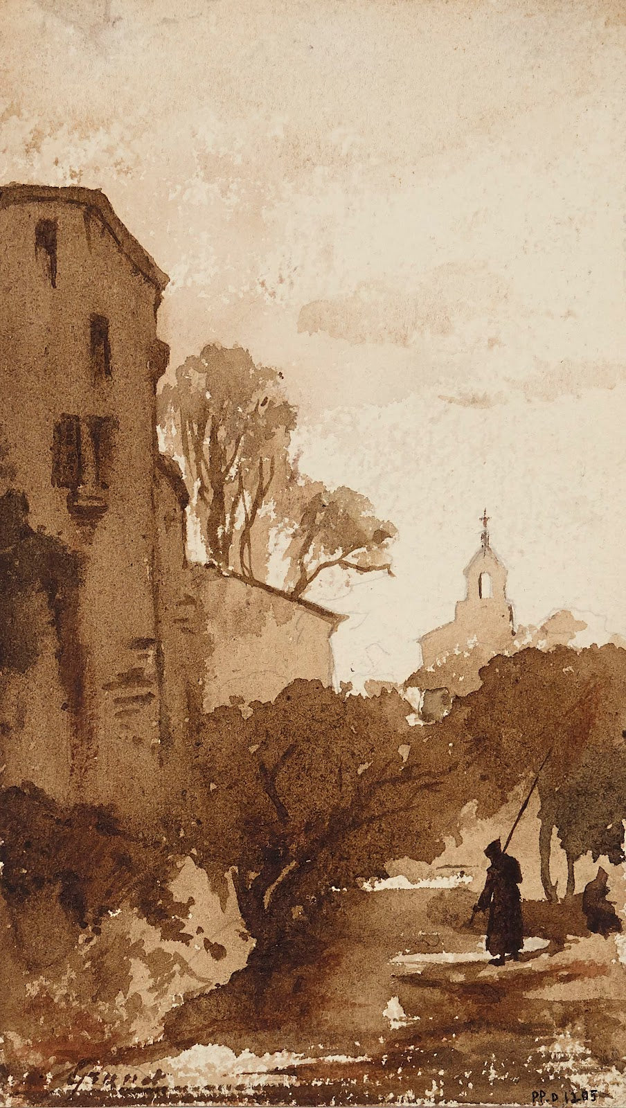 Paysage avec un clocher