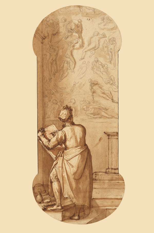 Taddeo in the Sistine Chapel Drawing Michelangelos Last Judgment 1595