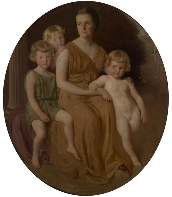 Portrait of Mrs John J Albright and Children 1902