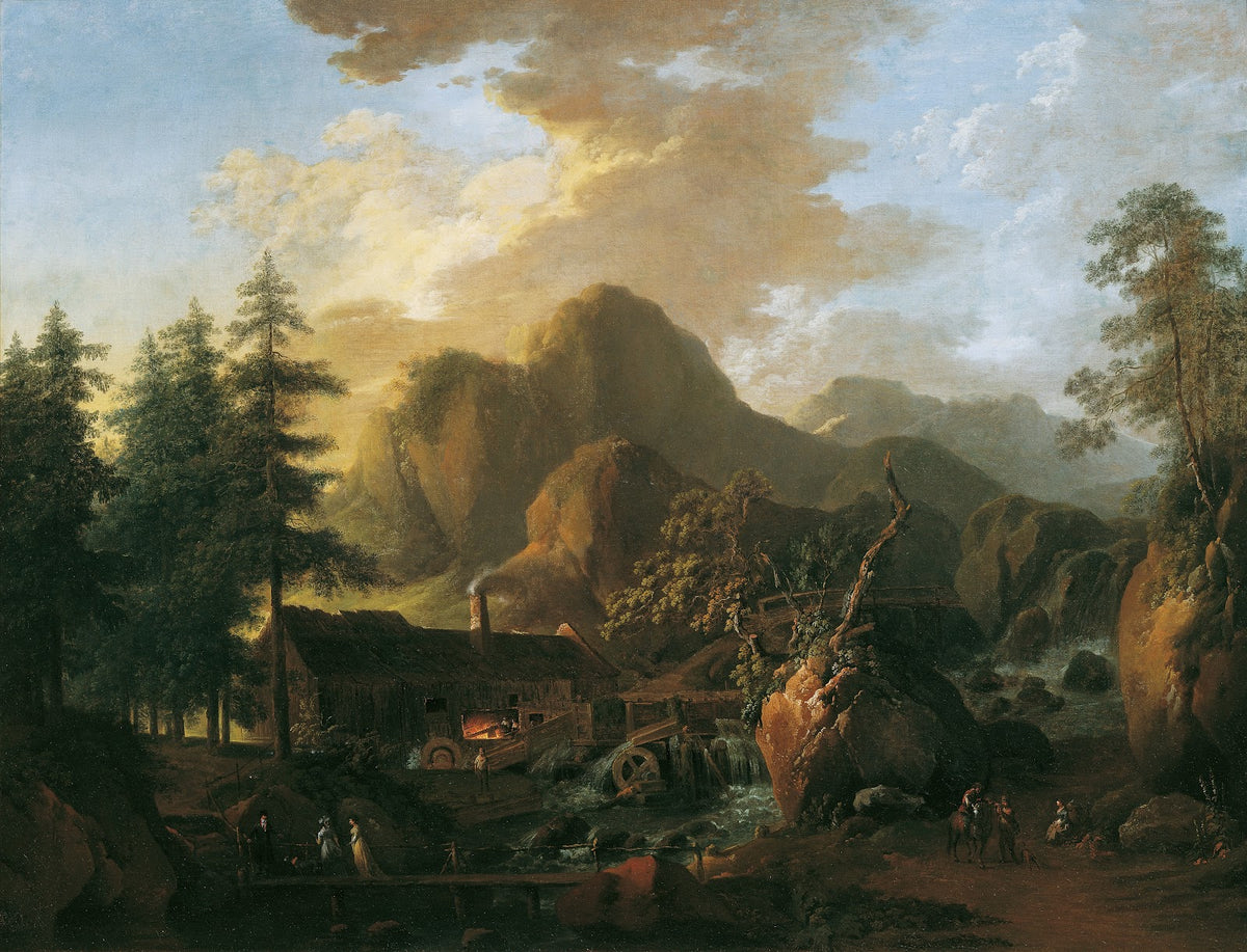 Landschaft mit Hammerwerk 1800