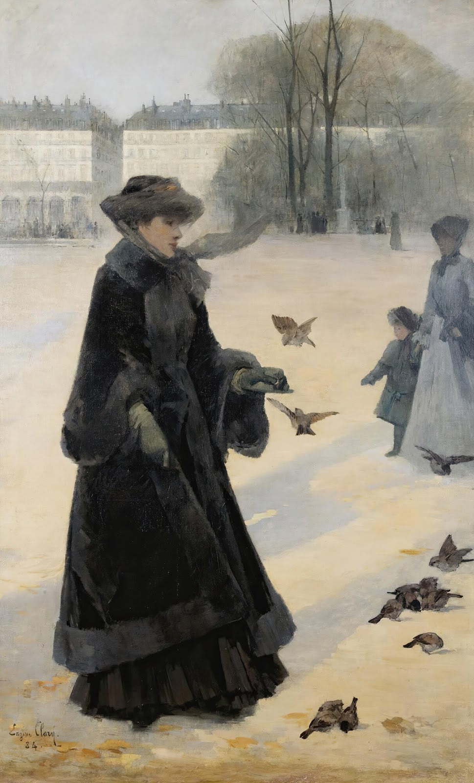 Winter morning in the Tuileries gardens Paris 1884