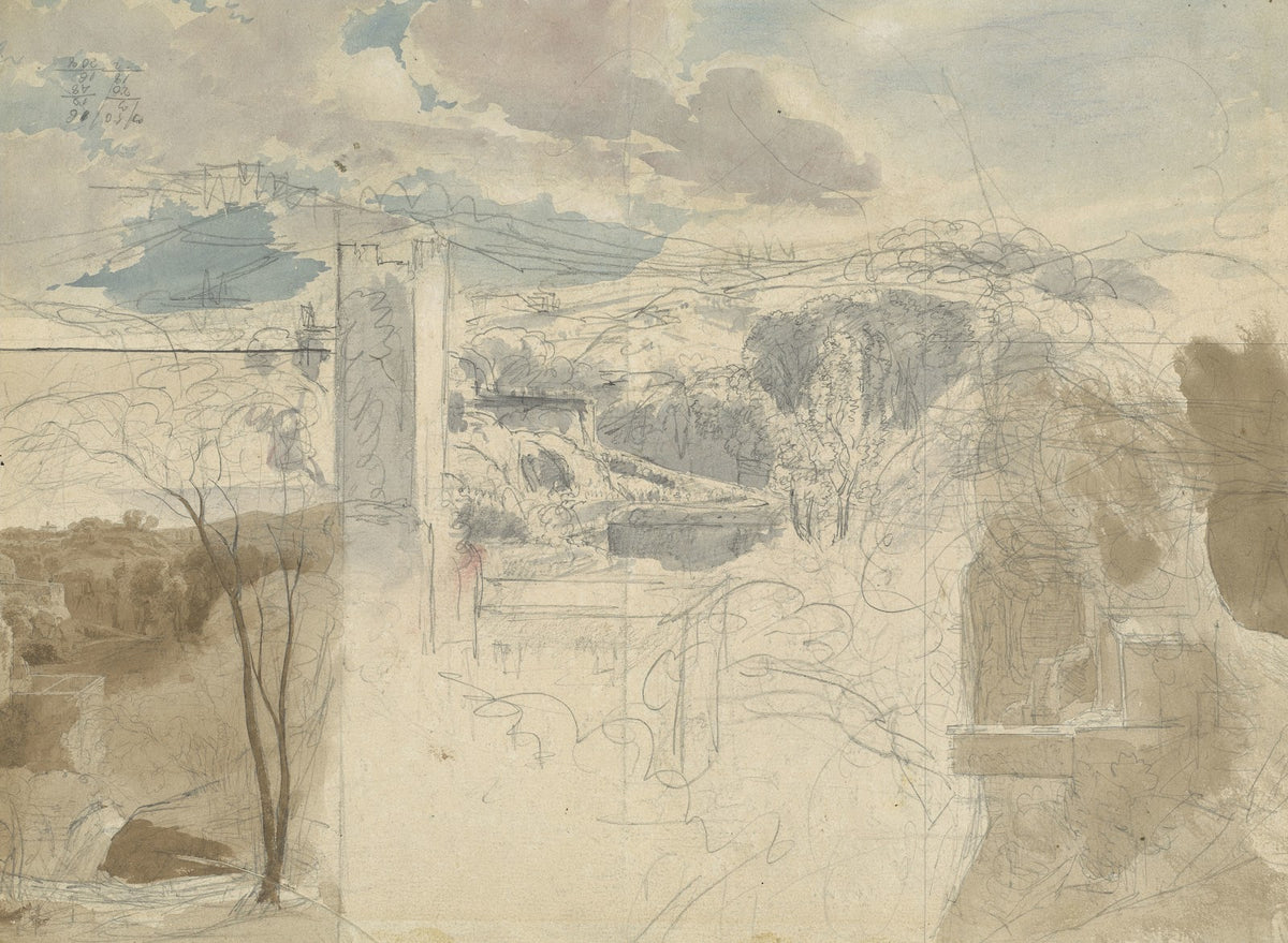 Ruins of a Fortified Tower among Wooded Hills recto 1816 1821