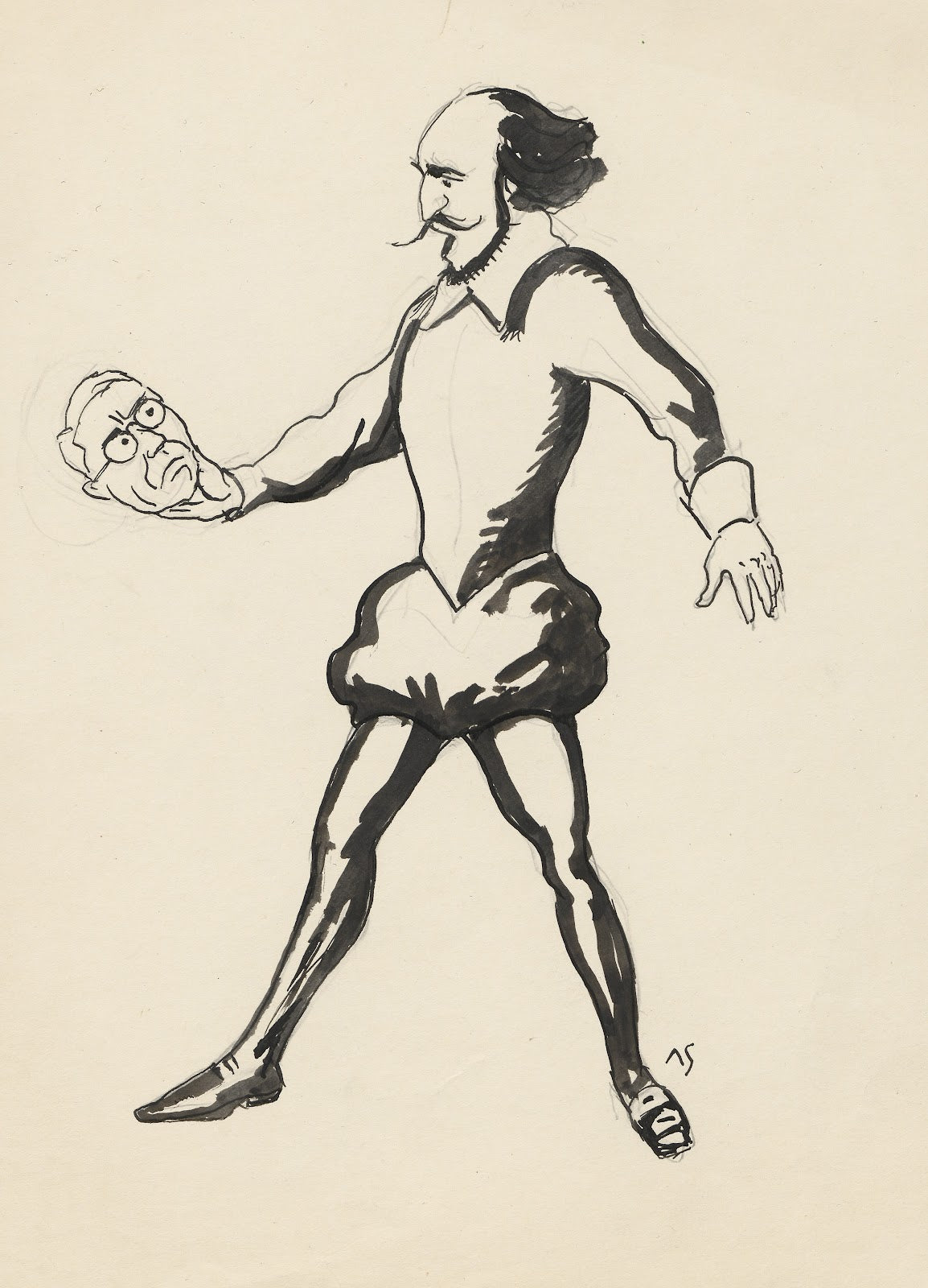 Hamlet holds a mans head instead of a skull 19th 20th century
