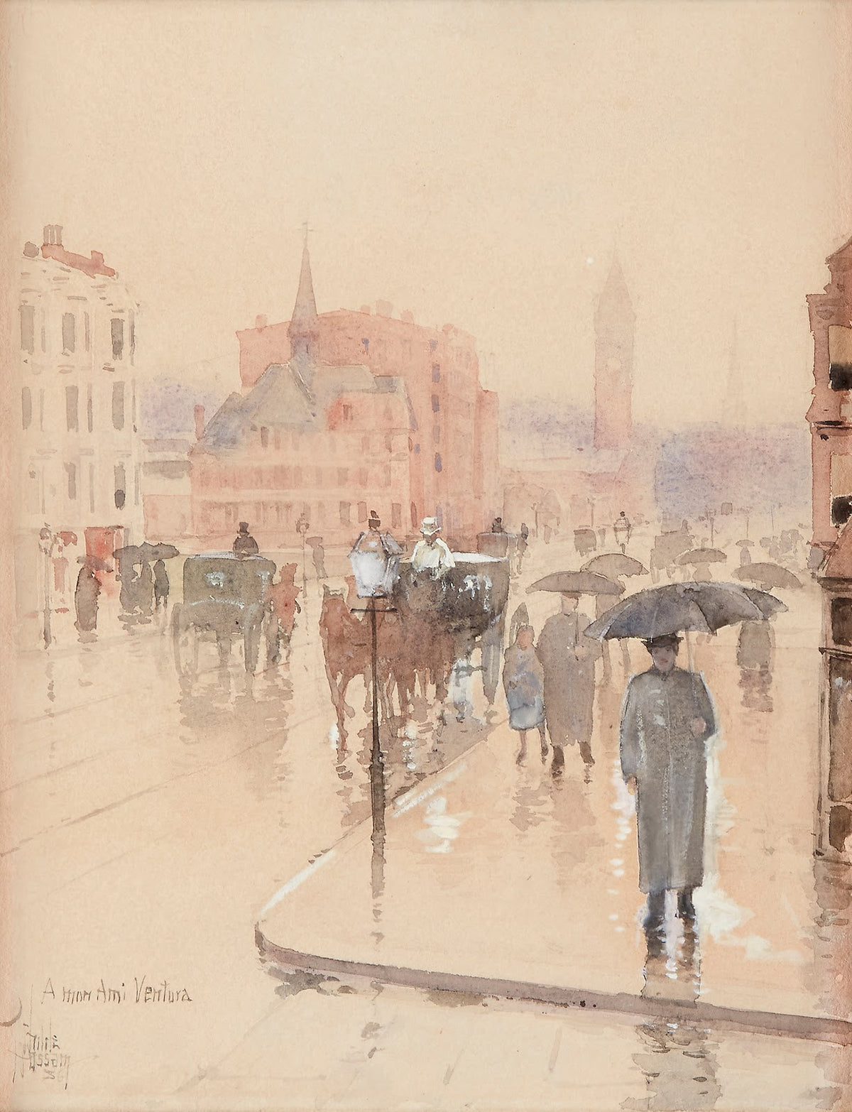 Rainy Day Columbus Avenue Boston 1886