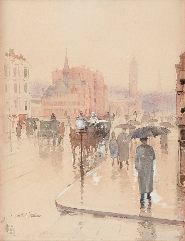 Rainy Day Columbus Avenue Boston 1886