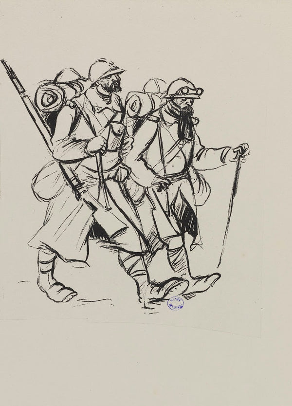 Deux soldats marchant sur la droite 1915 1916