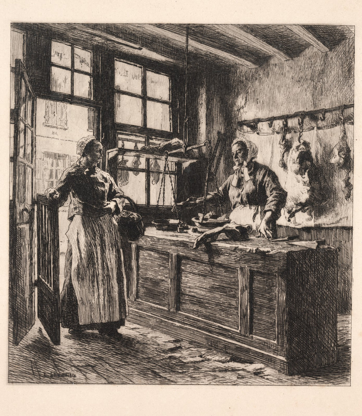 Interior of a Butcher Shop c 1881