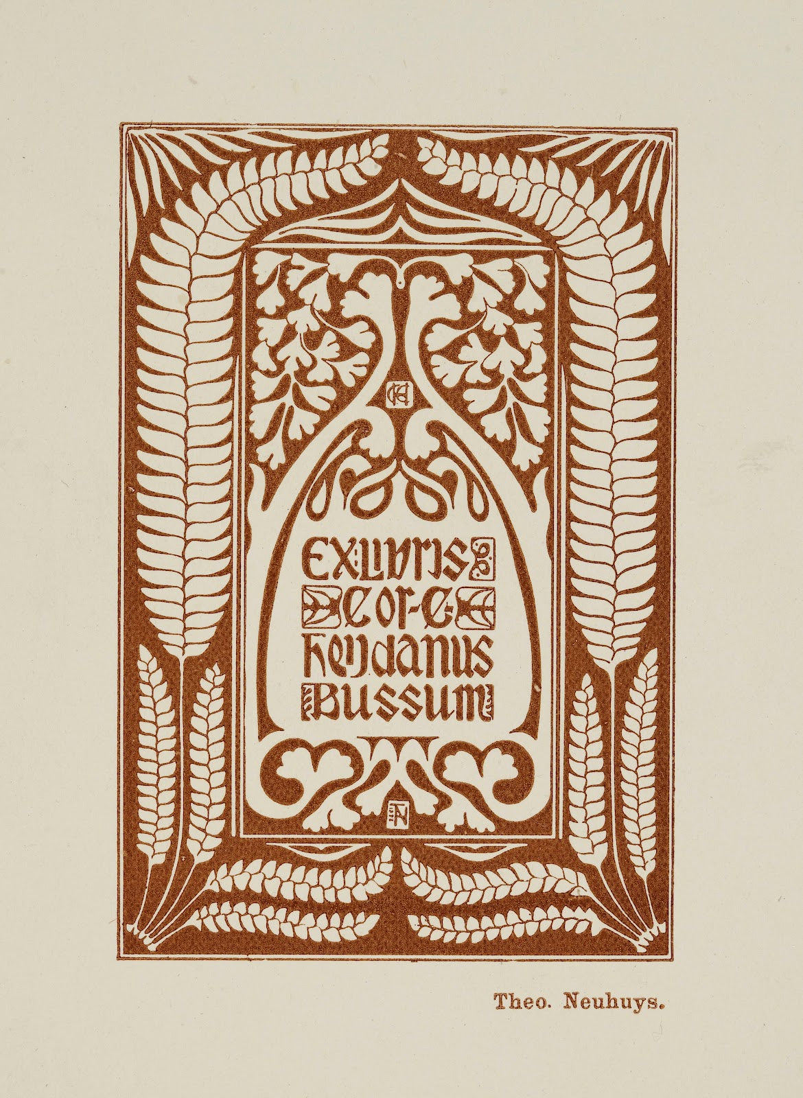 Bookplate of Cor C Heydanus Bussum 1905