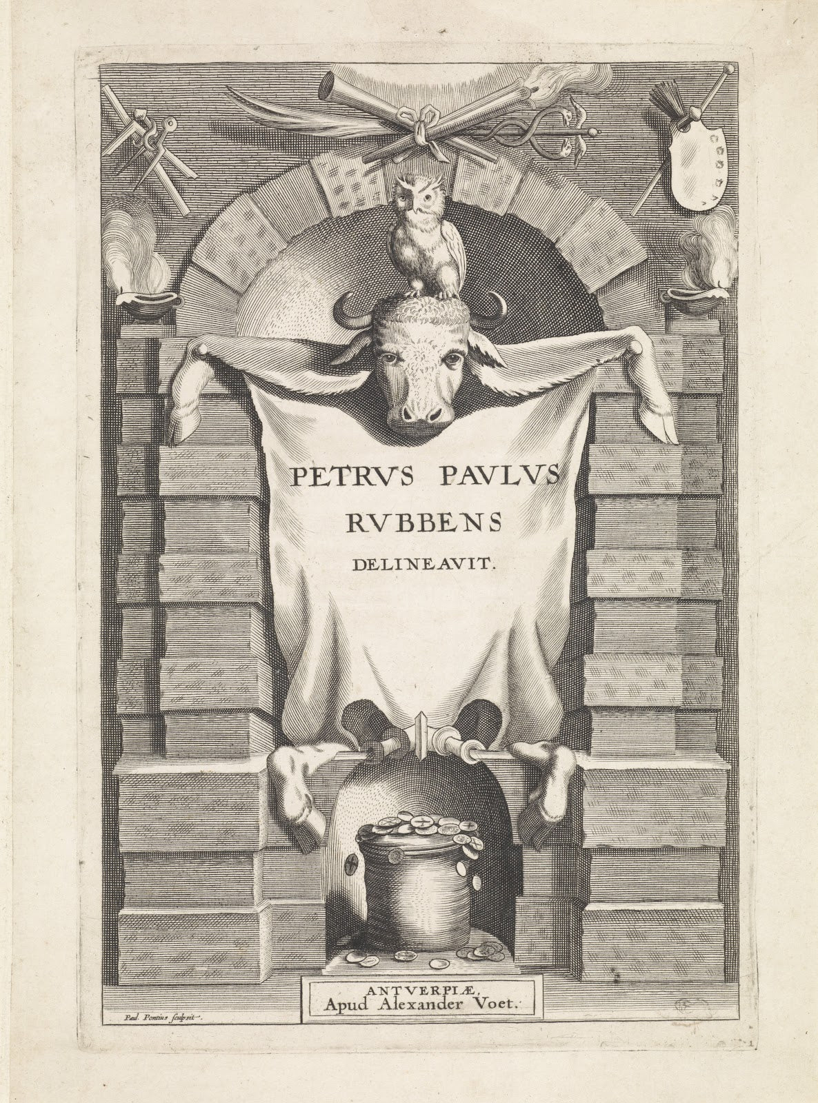 Architectural niche with bulls hide 1616   1657