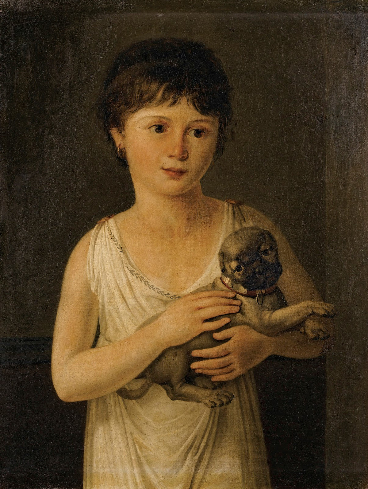 Portrait Of A Little Girl With Her Carlin