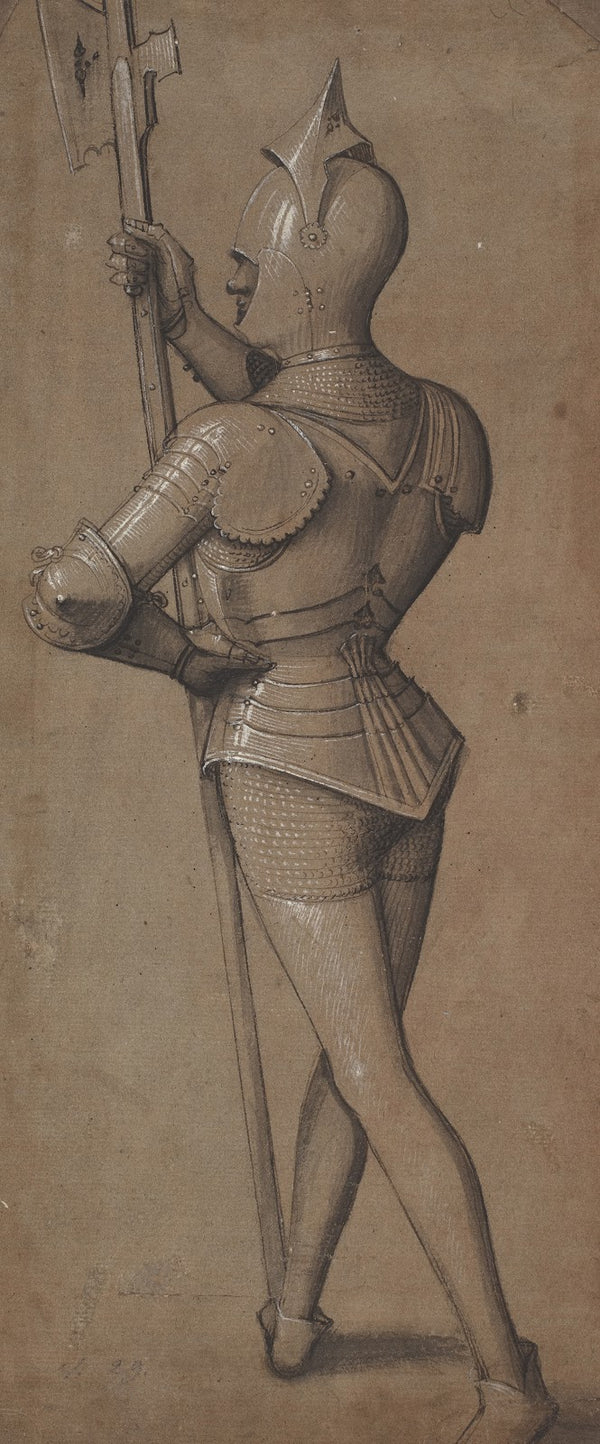 Knight in Armor Holding a Halberd c 1500