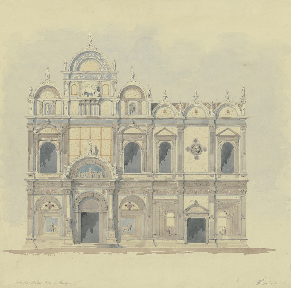 Fassade der Scuola Grande di San Marco in Venedig 1850