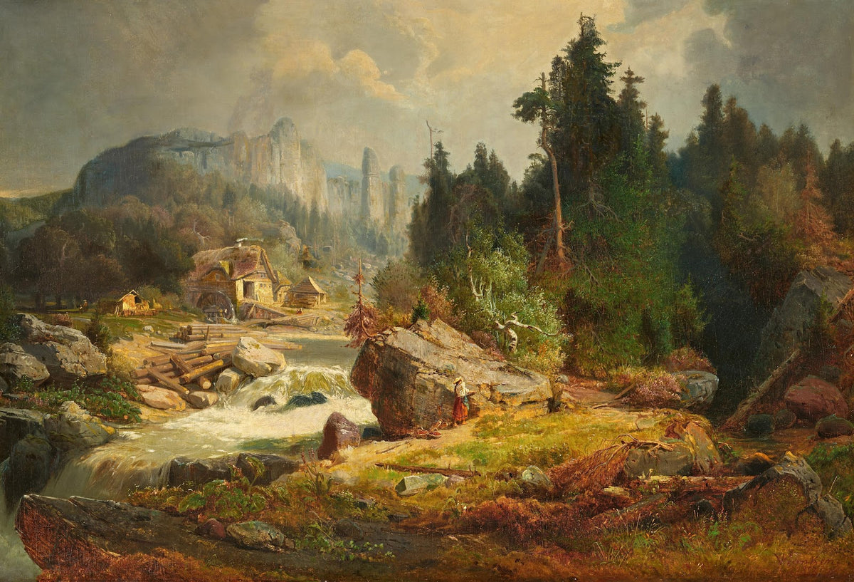 Caucasus Landscape with a Sawmill on the River 1862