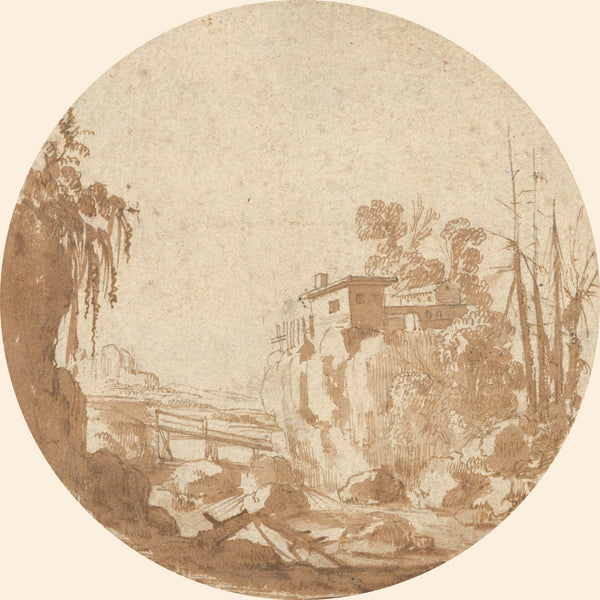 Rocky Landscape With a Bridge and a House early 17th century