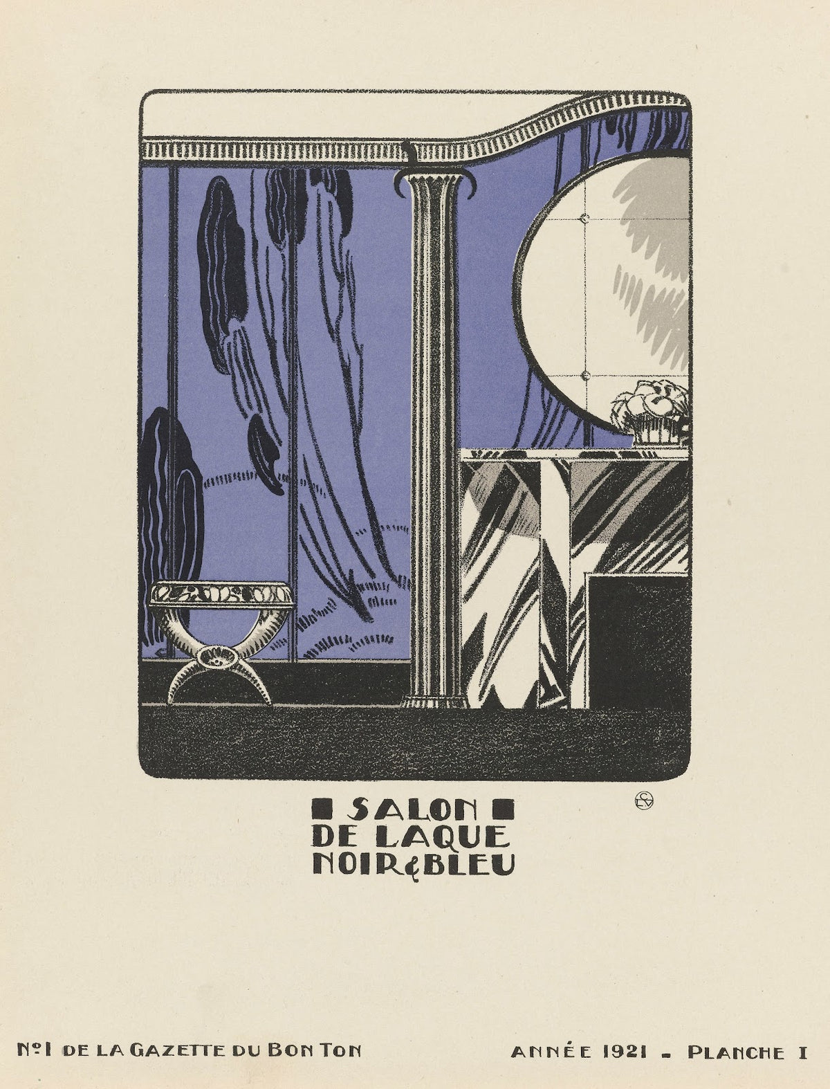 Salon de laque noir  bleu 1921