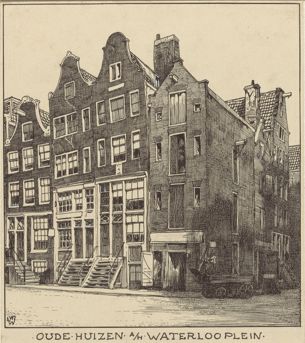 Oude huizen aan het Waterlooplein te Amsterdam 20th century