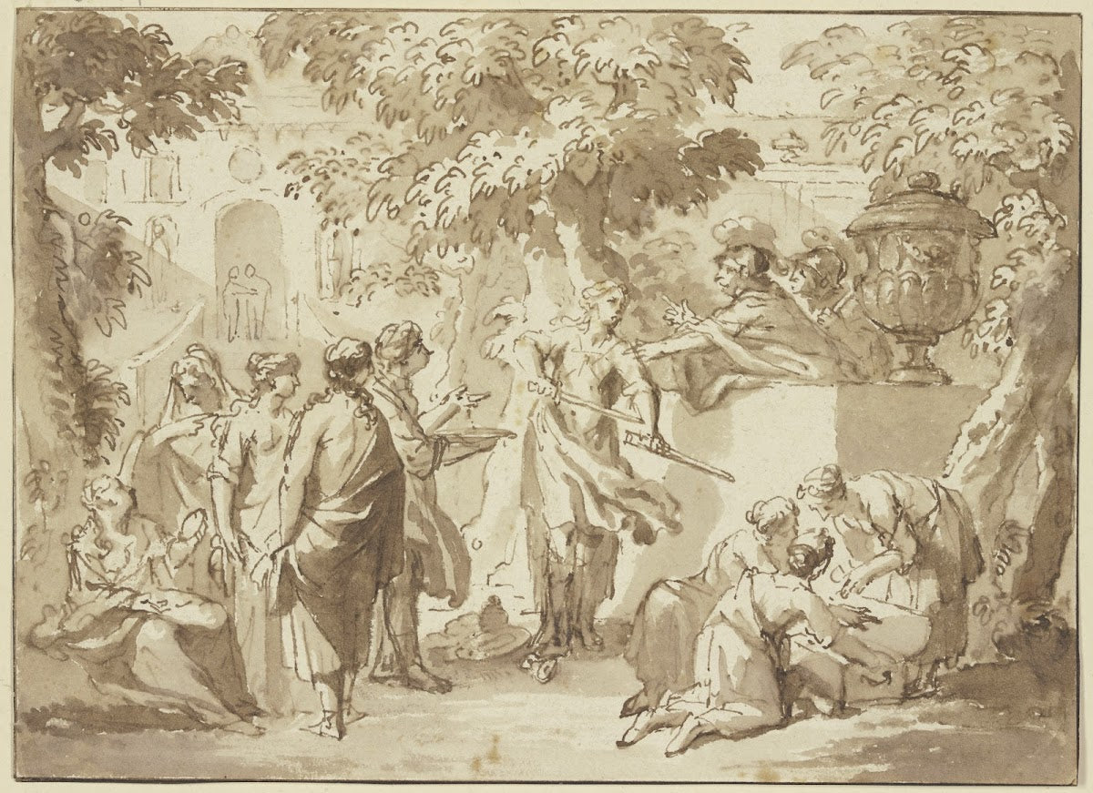 Odysseus entdeckt den als Mädchen verkleideten Achilles am Hofe des Lykomedes