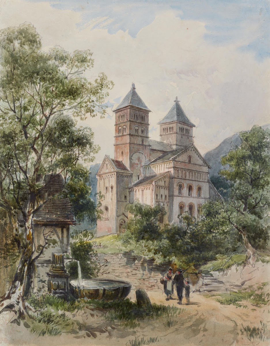 Blick auf die Abtei Murbach im Elsass
