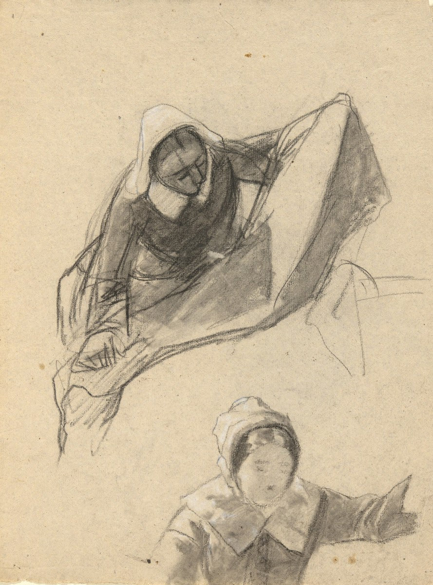 Woman sketch for Signing of the Compact in the Cabin of theMayflower