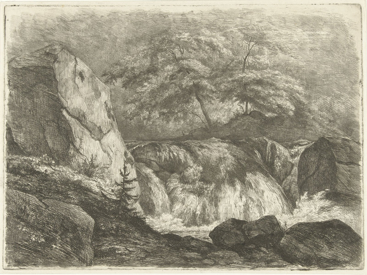 Rotslandschap met waterval 1830 1858