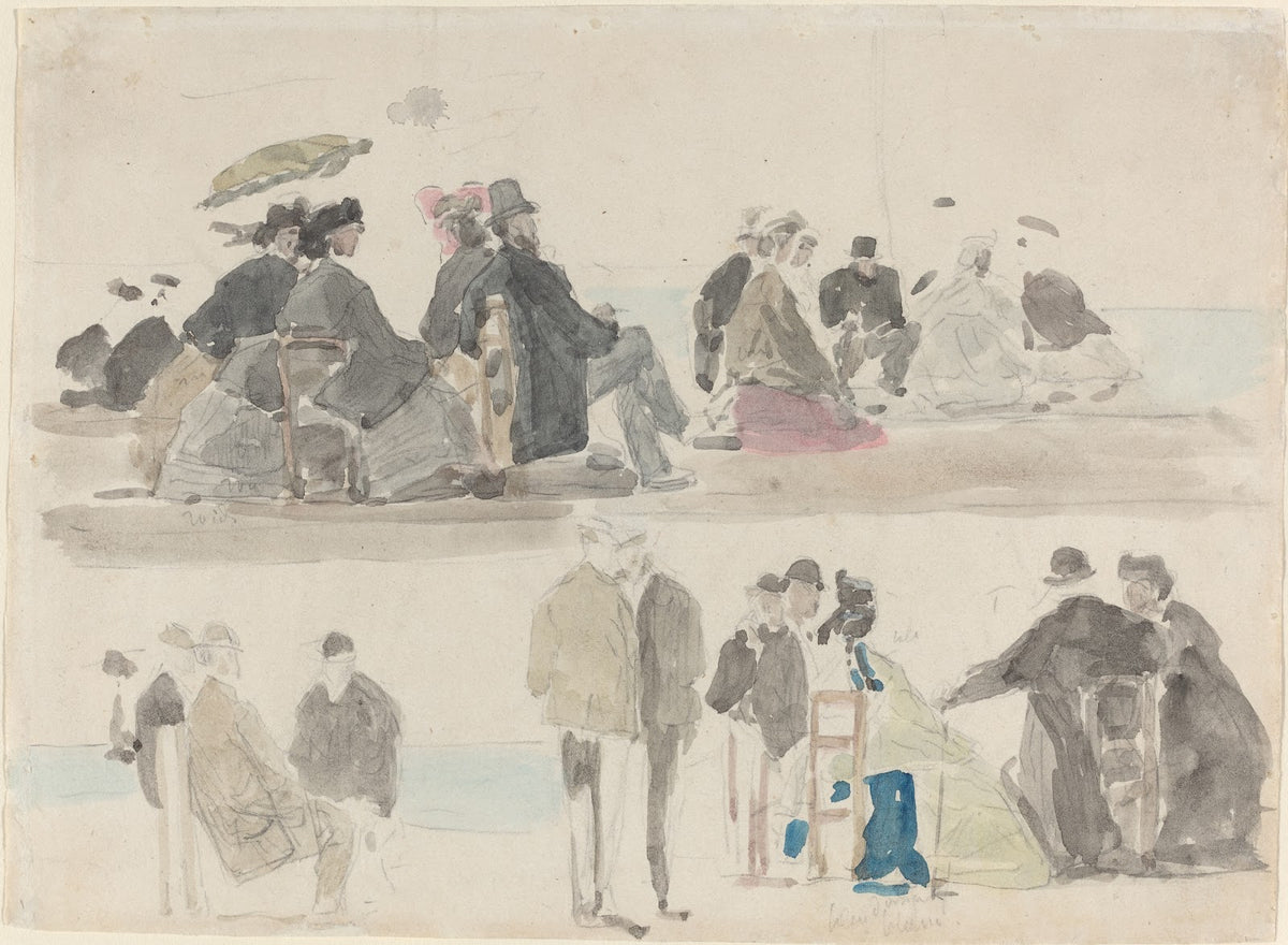 Ladies and Gentlemen on the Beach in Two Registers c 1865