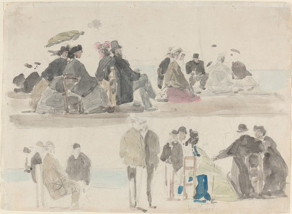 Ladies and Gentlemen on the Beach in Two Registers c 1865