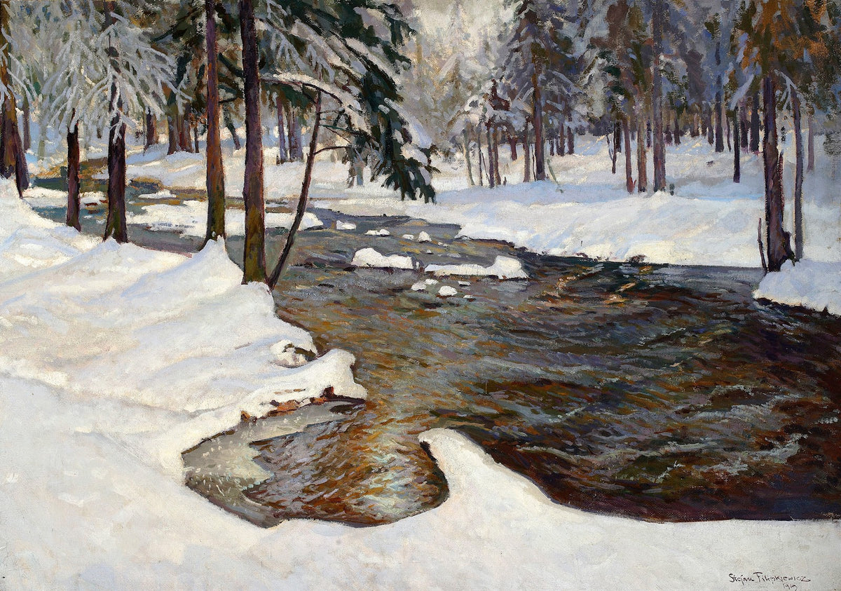 Forest stream in winter 1919