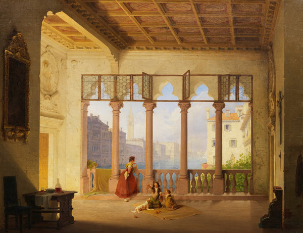 Venezianisches Interieur mit Ausblick auf Campanile und Dogenpalast 1841