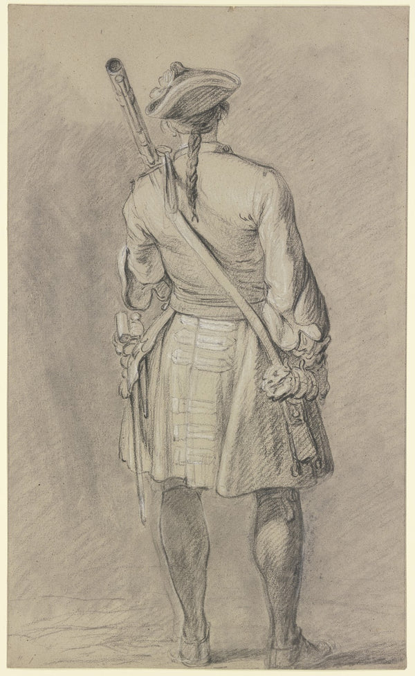 Stehender Soldat in Rückenansicht ca 1723