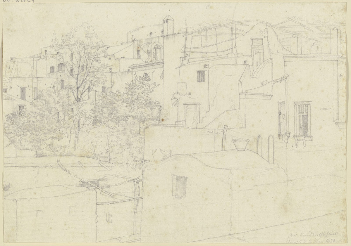 Ausblick aus einem Wirtshaus auf die Hinterhöfe von Amalfi 1825