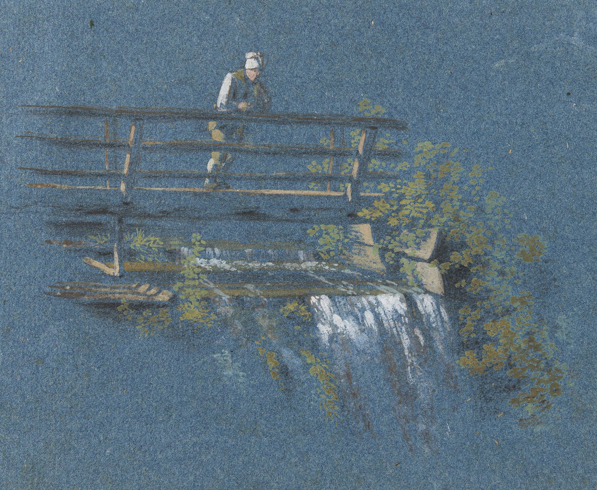 Bauer auf Brücke
