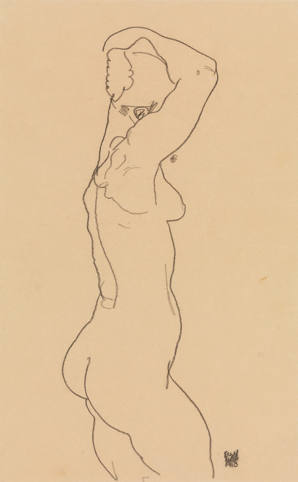 Standing Nude Facing Right 1918