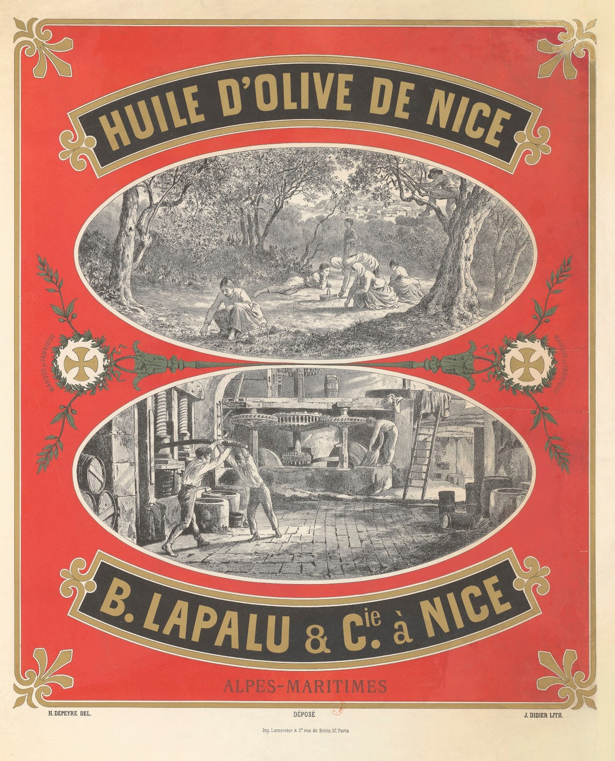 Huile dolive de Nice B Lapalu  Cie à Nice 1890