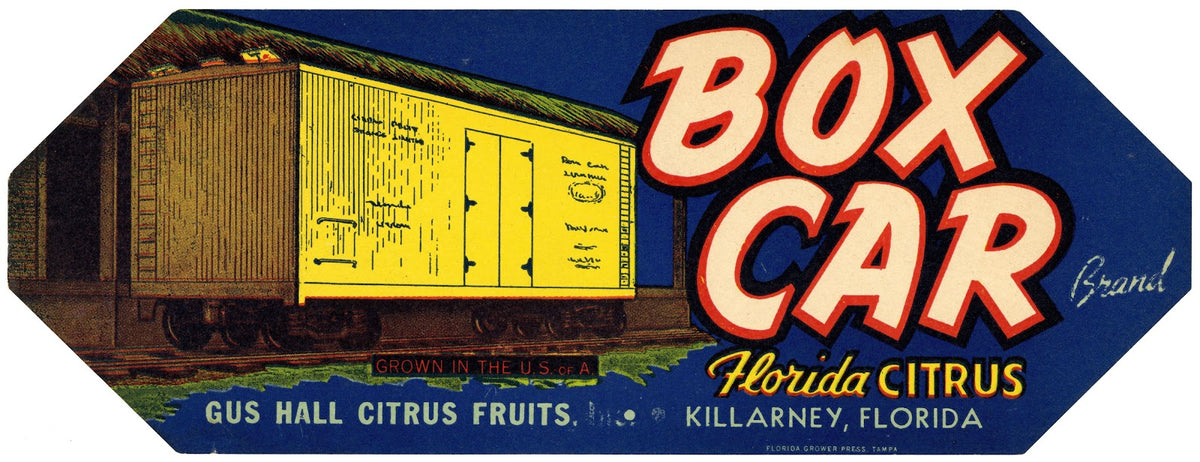 Box Car Brand Florida Citrus Label 1930 1950