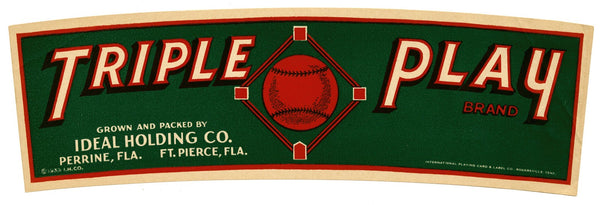 Triple Play Brand Produce Label 1935