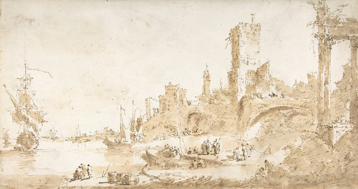 Capriccio with a Seaport and Classical Ruins 171293