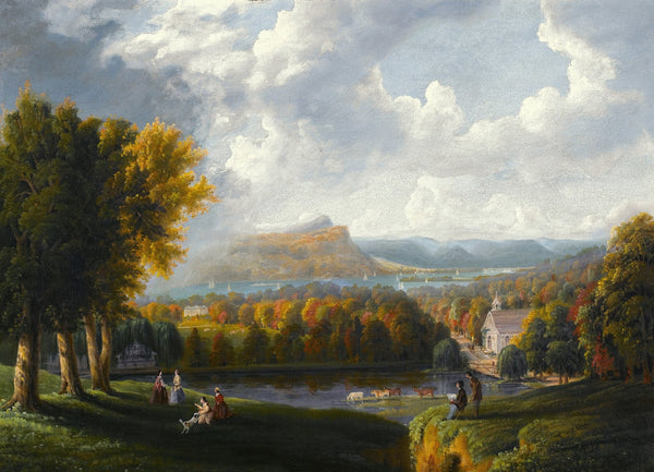 View of the Hudson River from Tarrytown Old Dutch Church Beekman Manor House cir