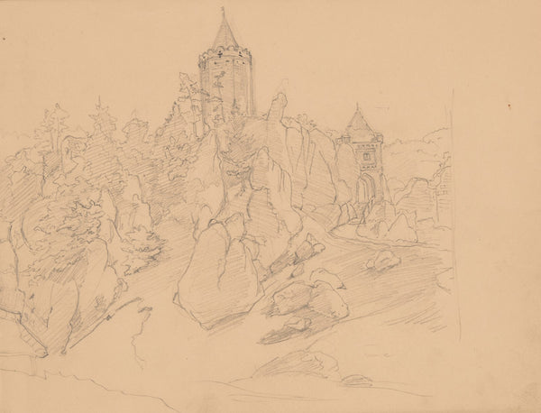 View of the ruins of the castle in Ojców 1860