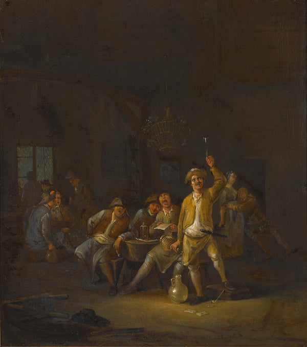 A Tavern Interior With Peasants Drinking And Singing