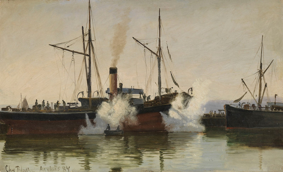 Dampfer im Hafen von Aarhus 1884