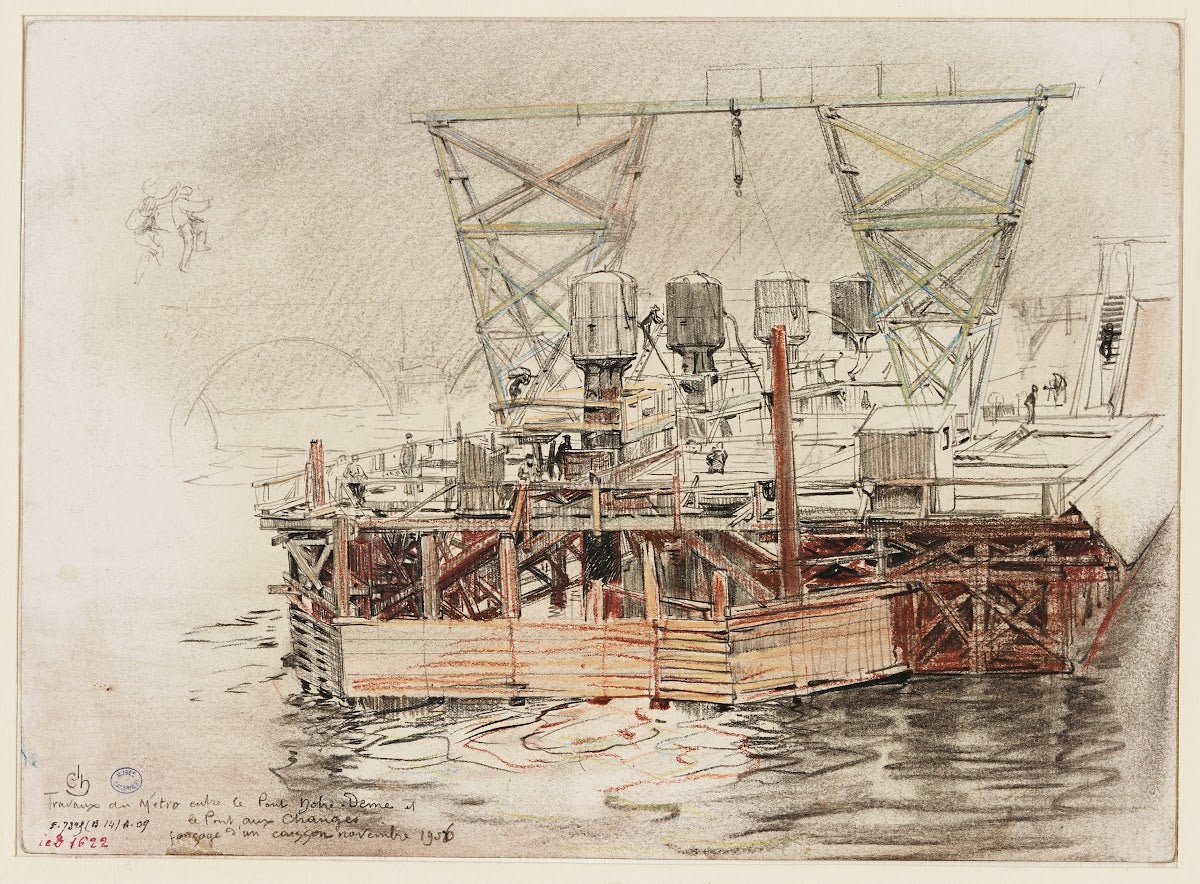 Travaux du métro entre le pont au Change et le pont Notre Dame 1906