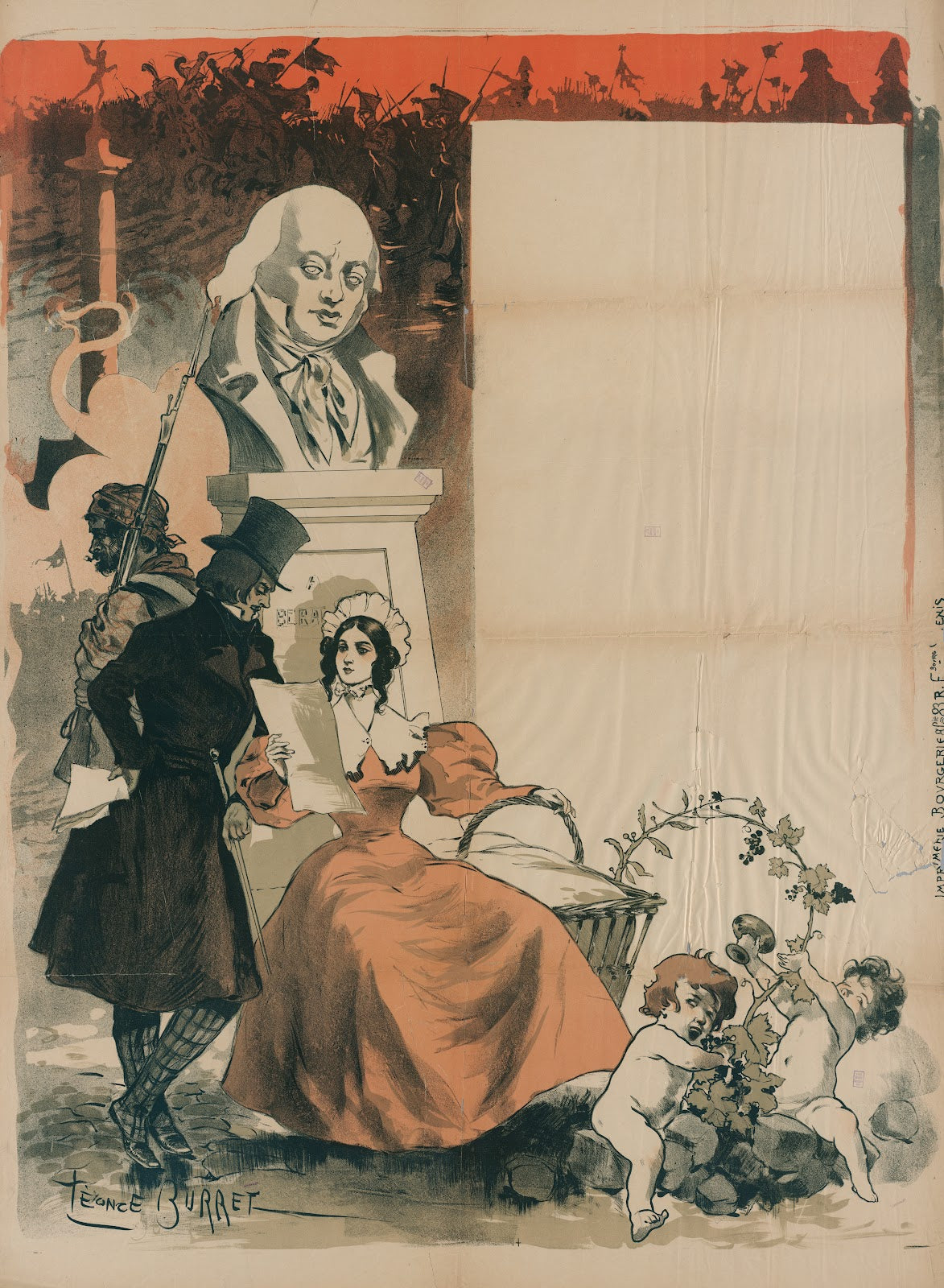 Couple devant un buste sculpté 1880 1900